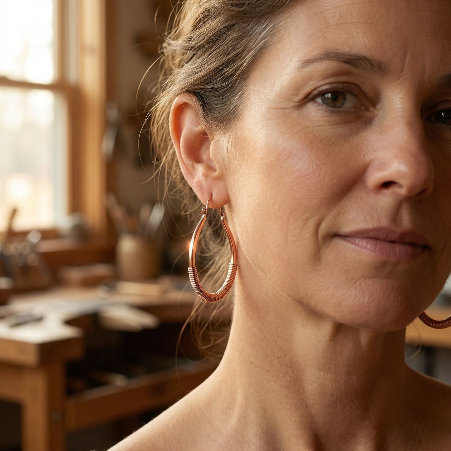עגילי נחושת חישוק מלופפים